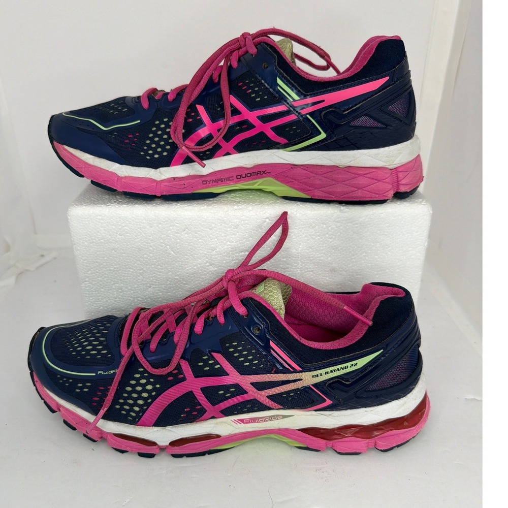 Asics Gel-Kayano 22 Women size 9/9.5 Running Shoes Navy Pink Blue T547N Sneaker